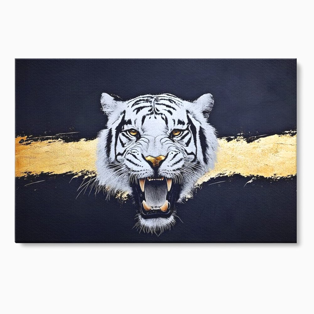 Tablou canvas cu tablou canvas cu tigru alb, fara rama, pe sasiu de lemn